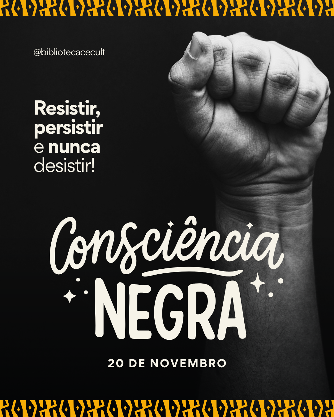 Amarelo e Branco LC3BAdico Dia da ConsciC3AAncia Negra Post para Instagram