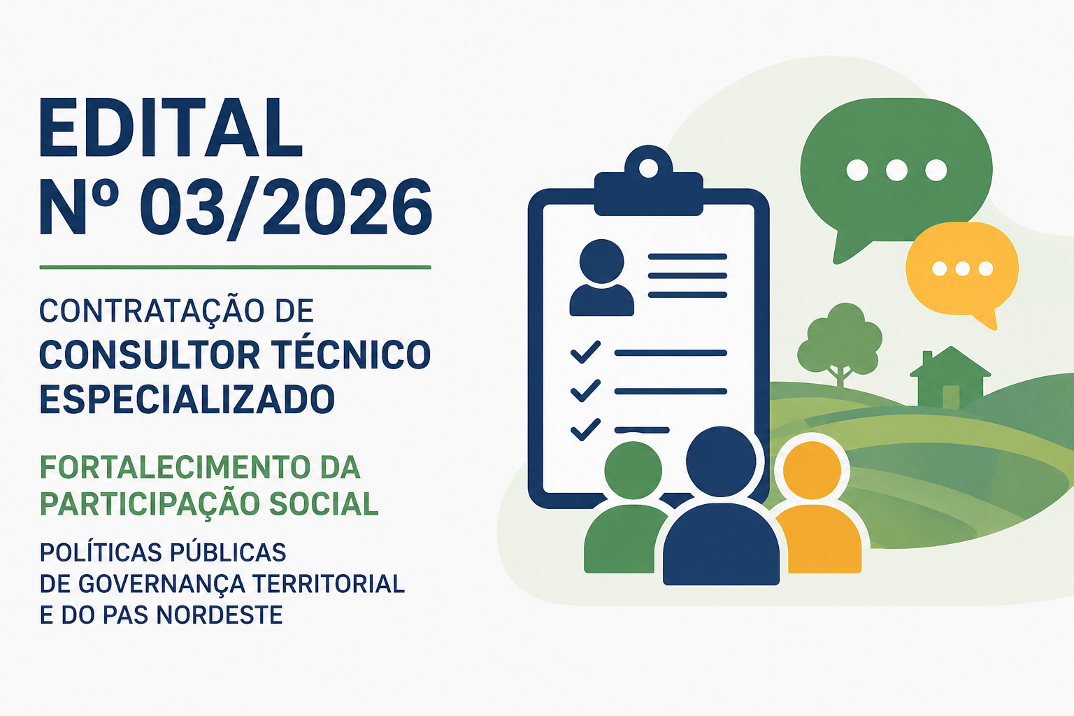 Inscrições abertas para contratação de Consultor Técnico Especializado – Edital nº 03/2026