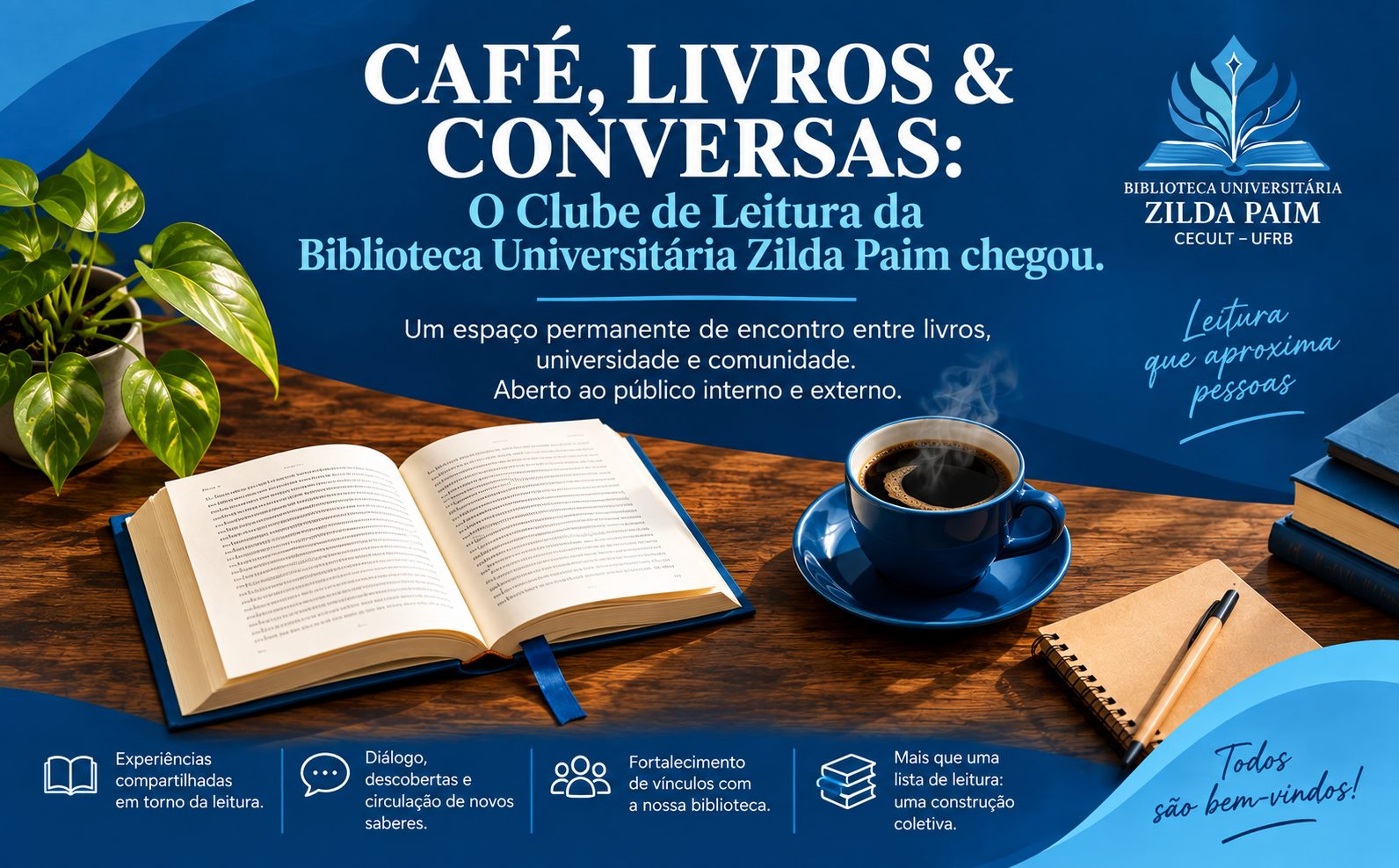 Biblioteca do CECULT abre inscrições para o Clube de Leitura “Café, Livros & Conversas”