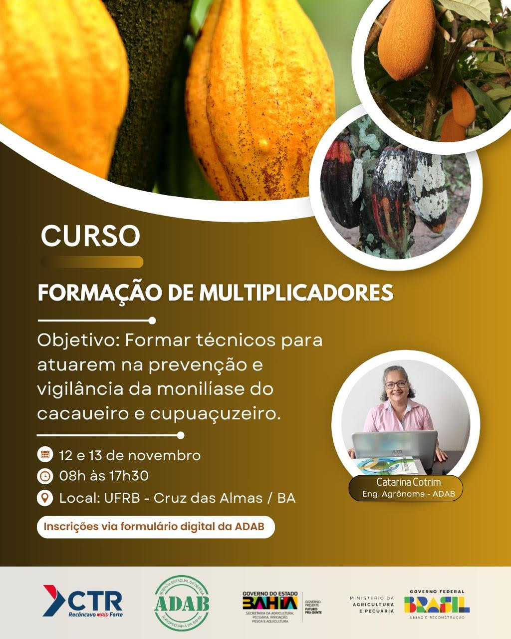 Adab e Consórcio Recôncavo promovem curso de formação de multiplicadores para prevenção e vigilância da Monilíase do Cacaueiro