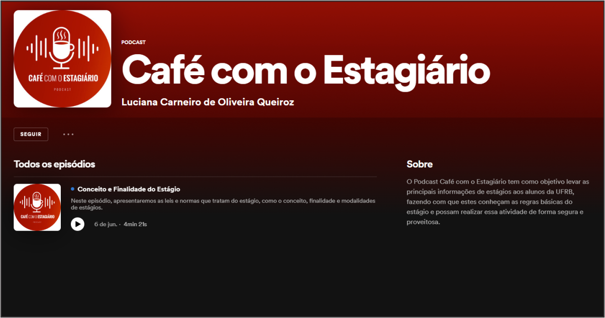UFRB lança podcast sobre estágio na graduação 'Café com o Estagiário'ㅤㅤㅤㅤㅤㅤㅤㅤㅤㅤㅤㅤ