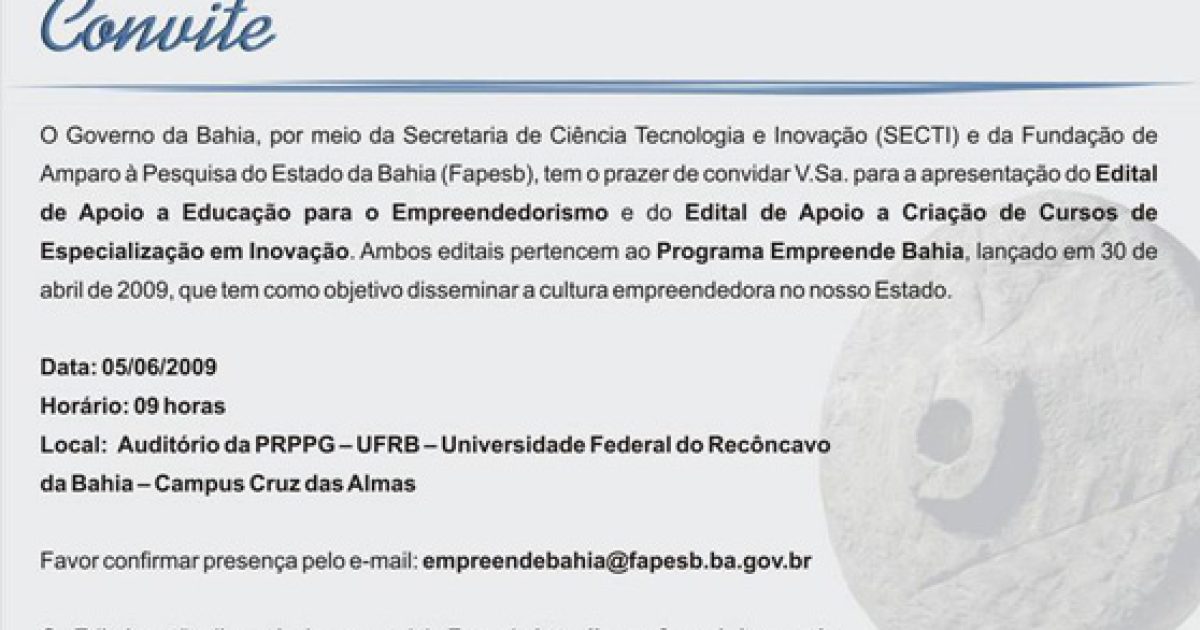 Apresentação de editais do Programa Empreende Bahia