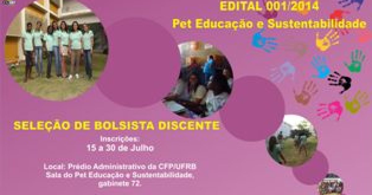 Grupo PET Educação e Sustentabilidade da UFRB abre seleção para bolsistas