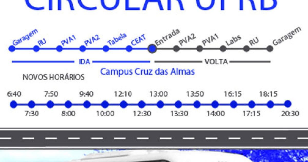 Horários e itinerário do ônibus circular no campus de Cruz das Almas