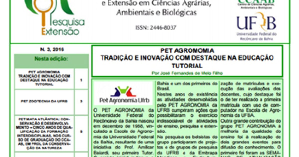 CCAAB divulga terceira edição do Boletim Informativo de Pesquisa e Extensão