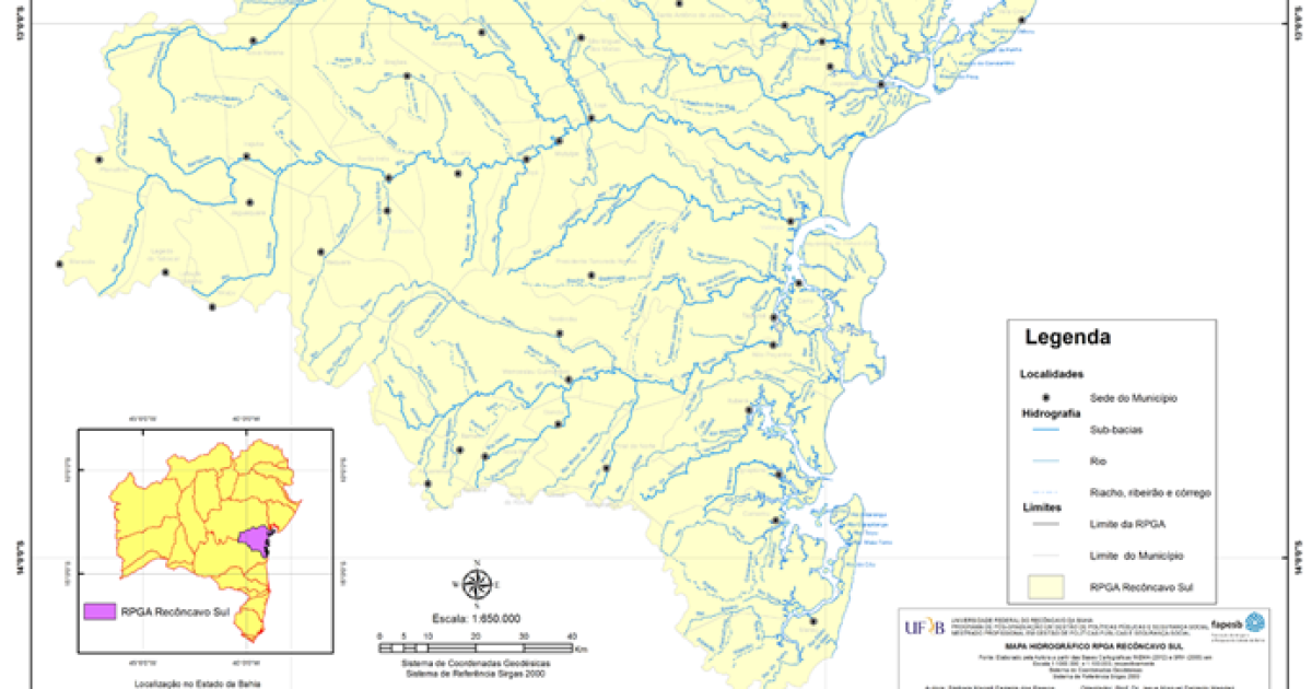 Pesquisa da UFRB desenvolve mapas hidrográfico e de saneamento do Recôncavo Sul