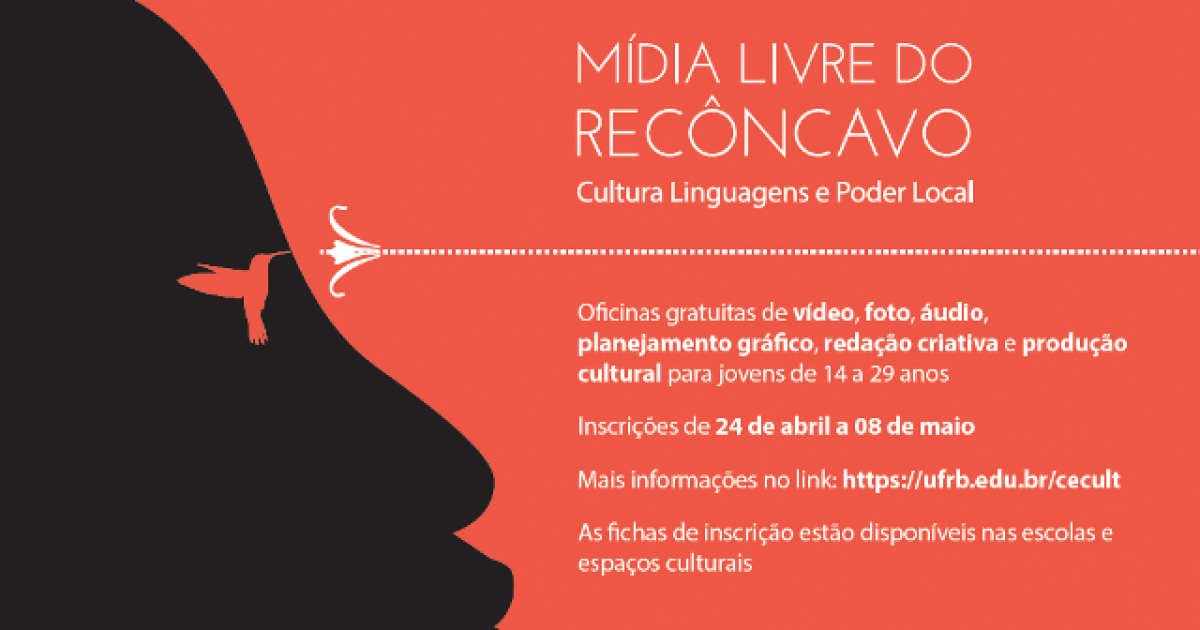 Inscrições para oficinas do Projeto Mídia Livre do Recôncavo estão abertas