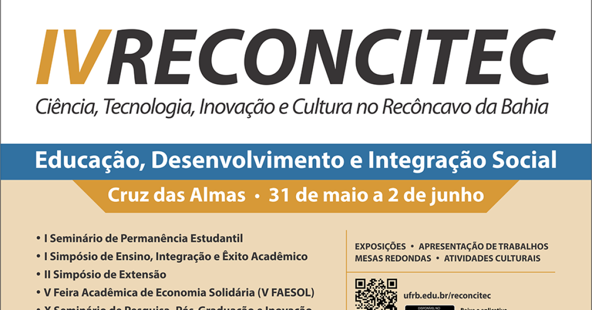 IV Reconcitec realiza novas inscrições presenciais dia 31 de maio