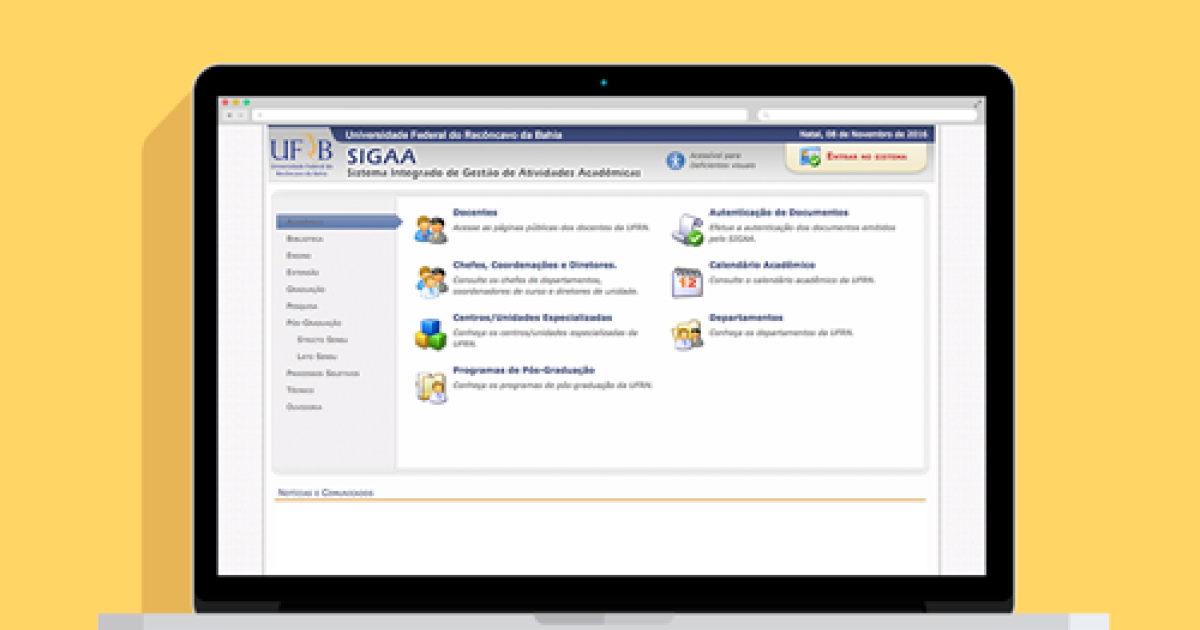 UFRB divulga  habilitação de trancamento web no portal discente