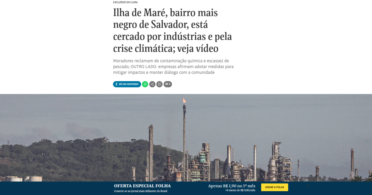 Ilha de Maré, bairro mais negro de Salvador, está cercado por indústrias e pela crise climática; veja vídeo