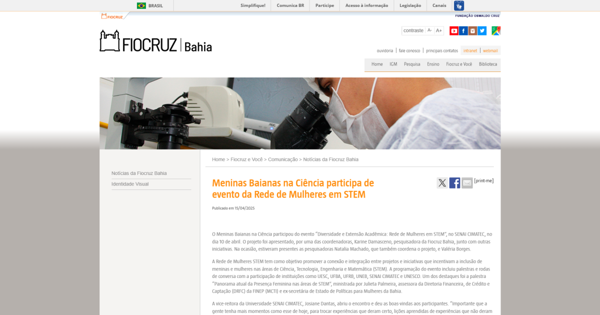 Meninas Baianas na Ciência participa de evento da Rede de Mulheres em STEM