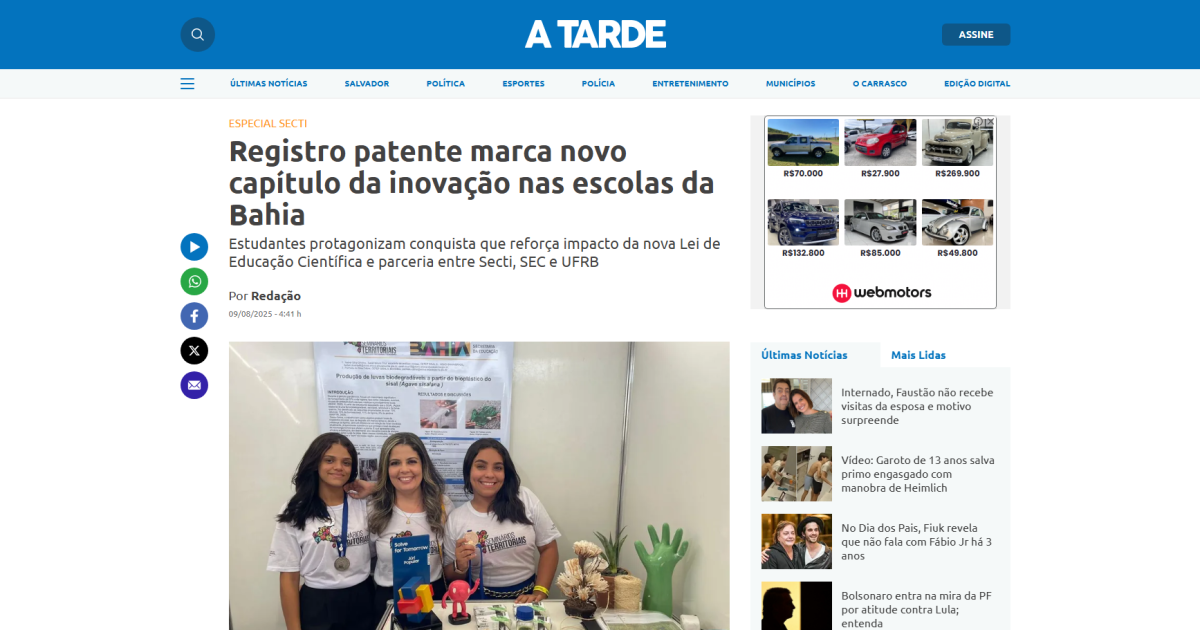 Registro patente marca novo capítulo da inovação nas escolas da Bahia