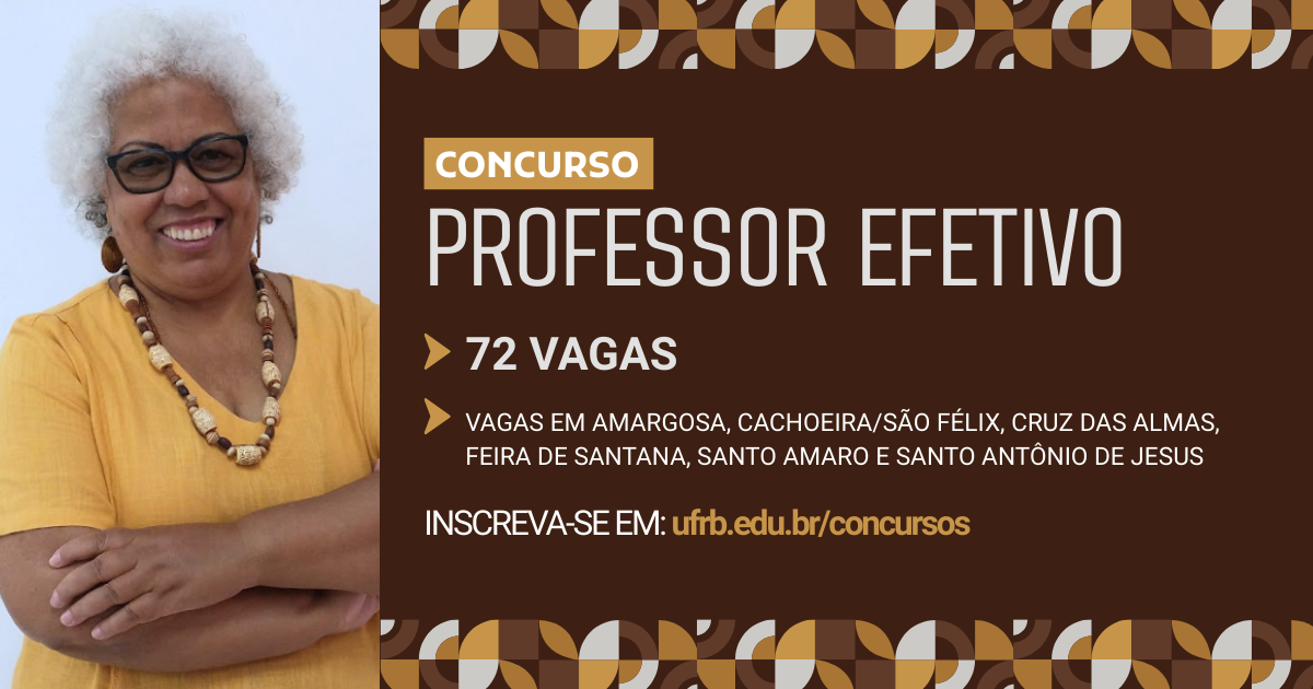 UFRB abre 72 vagas para professores(as) efetivos(as); 45% são destinadas a cotistas
