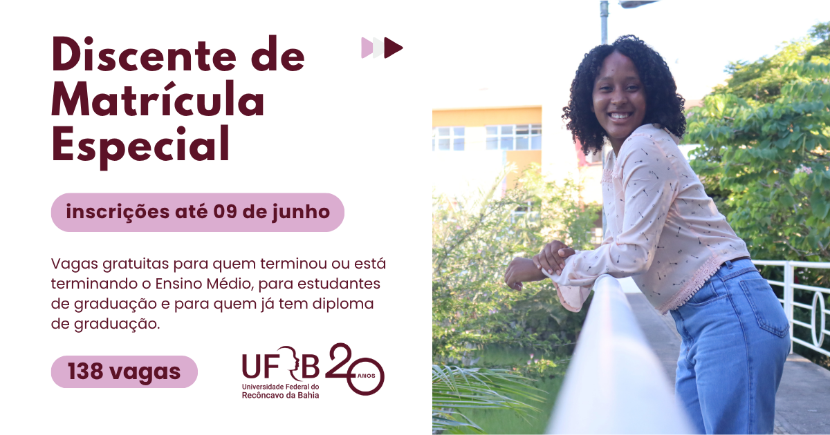 UFRB abre inscrições para cursar disciplinas isoladas no semestre 2026.2 na graduação