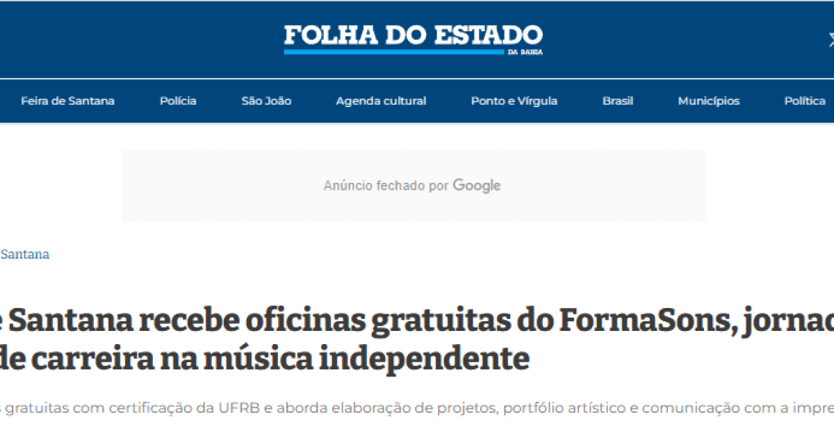 Feira de Santana recebe oficinas gratuitas do FormaSons, jornada de gestão de carreira na música independente