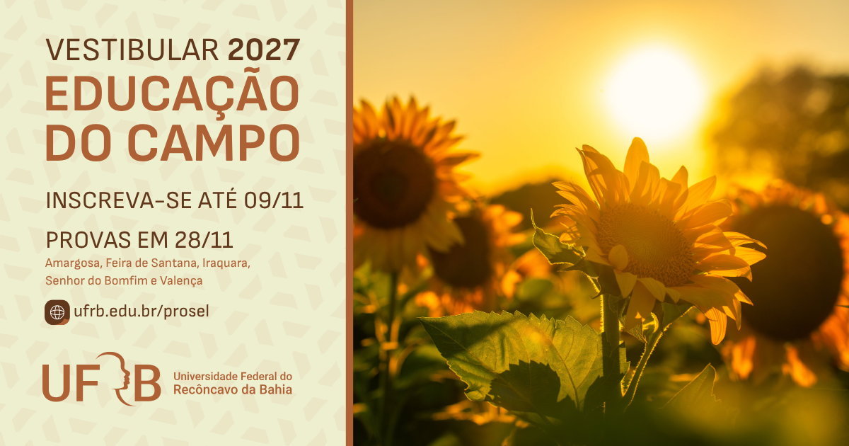 UFRB divulga vestibular para 190 vagas em quatro cursos de Educação do Campo