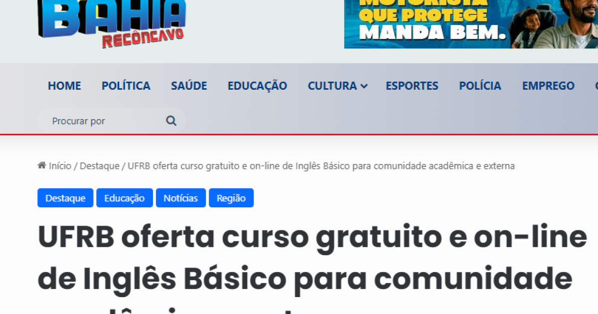 UFRB oferta curso gratuito e on-line de Inglês Básico para comunidade acadêmica e externa